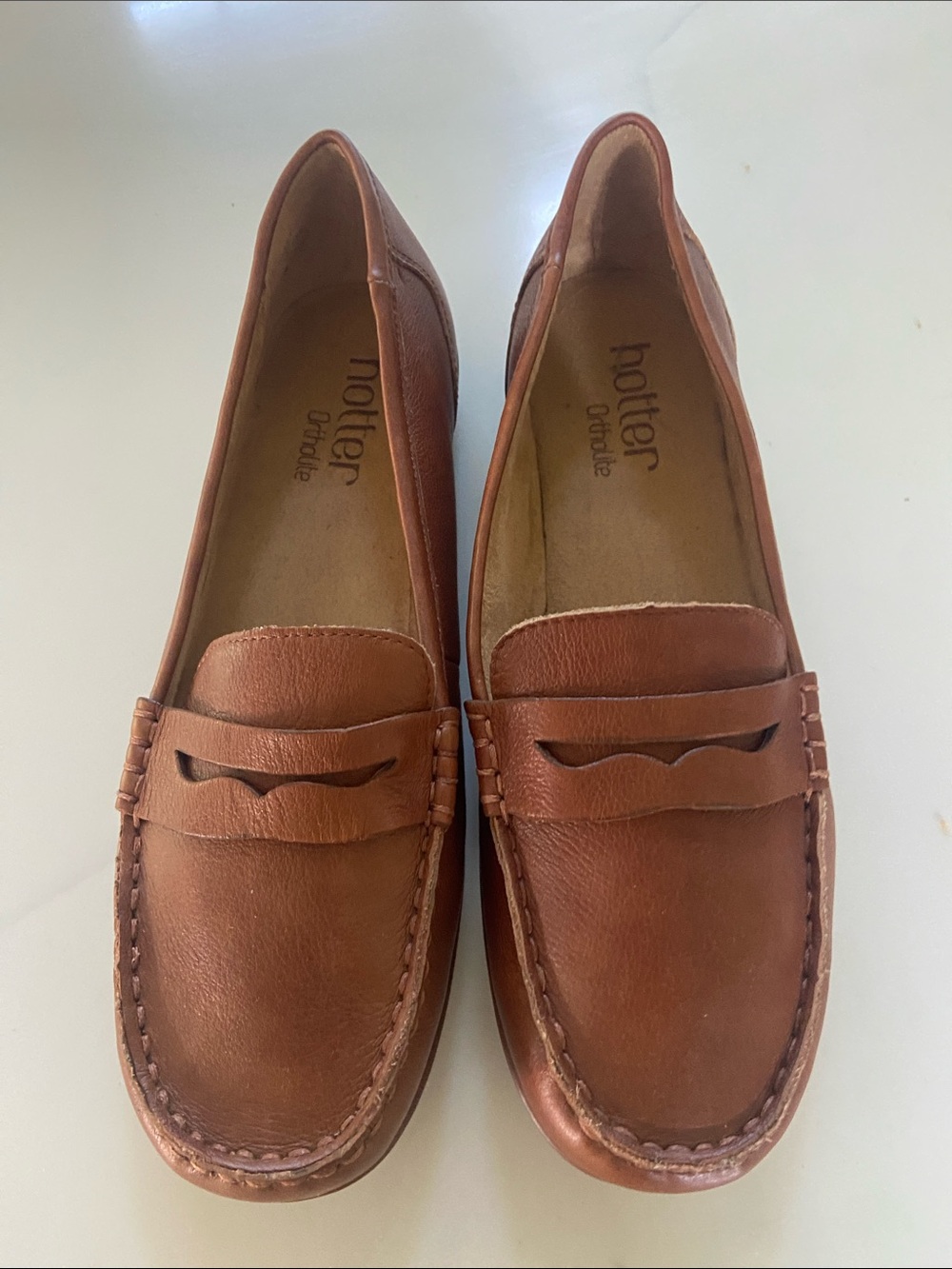 Hotter Tan Leather Penny Loafers for Women - Picture 3 of 16